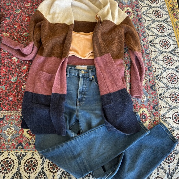 Madewell Wool And Alpaca Blend Color block Duster Cardigan - Picture 5 of 11